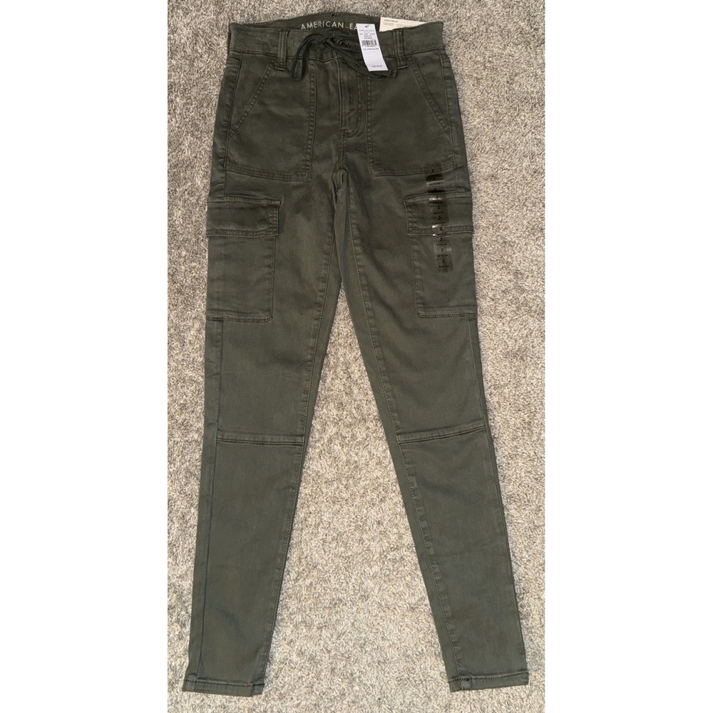 American Eagle Women's Jeans Size 2 Jegging Crop Green High Rise Stretch